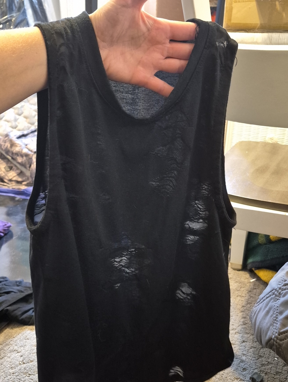 Prince Peter Collection Black Distressed Muscle Tank